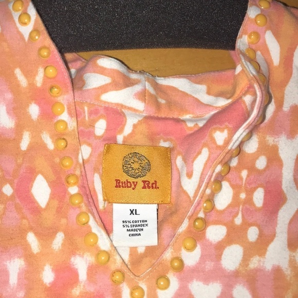 Ruby Rd. Beaded Neckline Blouse Orange XL - Picture 5 of 5